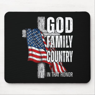 Tapis De Souris Drapeau américain Dieu Famille Pays Patriote chrét