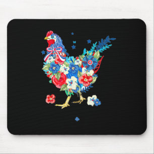Tapis De Souris Drapeau américain Drapeau de poulet 4 juillet Patr