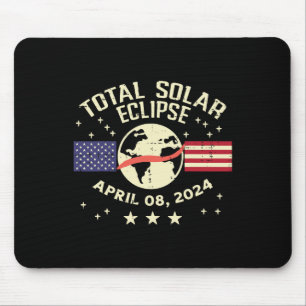 Tapis De Souris Drapeau américain Éclipse solaire 2024 Totalité 8