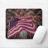 Tapis De Souris Drapeau américain et feux d'artifice (Avec souris)