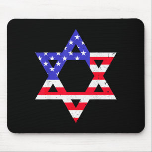 Tapis De Souris Drapeau Américain Étoile De David T-Shirt Juif Han