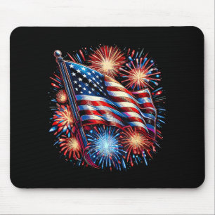 Tapis De Souris Drapeau américain Feux d'artifice Patriotique