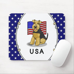 Tapis De Souris Drapeau américain Gallois Terrier Chien mignon Pat