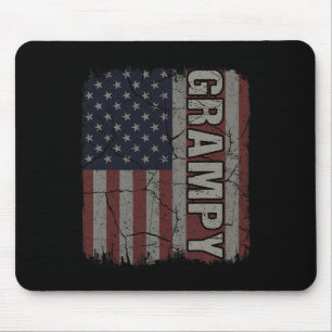 Tapis De Souris Drapeau Américain Grampy Fête des pères Vintage 4è