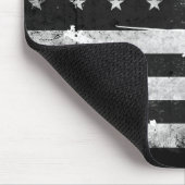 Tapis De Souris Drapeau américain grunge noir et blanc (Coin)