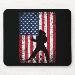 Tapis De Souris Drapeau américain Karate 4 juillet Patriotique Gir