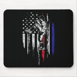 Tapis De Souris Drapeau Américain Lanceur De Baseball Usa Lancemen