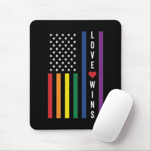 Tapis De Souris Drapeau américain LGBTQ Fierté Gay Amour Gagne USA