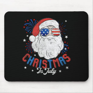 Tapis De Souris Drapeau Américain Lunettes de soleil Noël en juill
