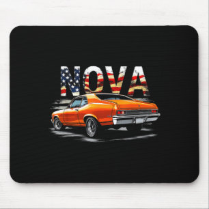 Tapis De Souris Drapeau américain muscle car nova arrière fenetre