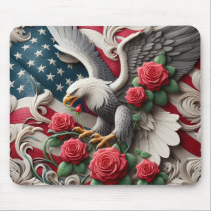 Tapis De Souris Drapeau américain patriotique et aigle