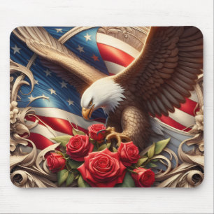 Tapis De Souris Drapeau américain patriotique et aigle 