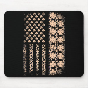 Tapis De Souris Drapeau américain patriotique léopard trèfle stPat