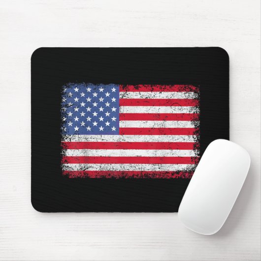 Tapis De Souris Drapeau Américain Patriotique Pour Hommes Femmes E (Avec souris)