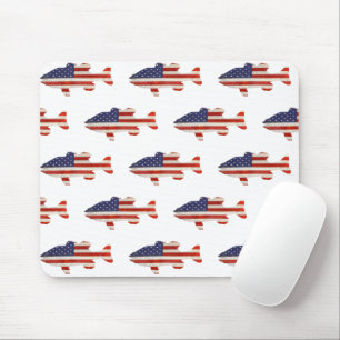 Tapis De Souris Drapeau américain poisson blanc