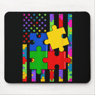 Tapis De Souris Drapeau américain puzzle coloré hommes sensibilisa