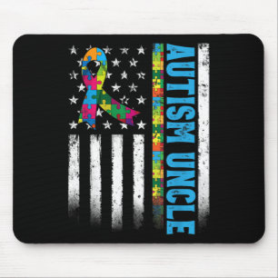 Tapis De Souris Drapeau américain rétro Autisme conscience oncle