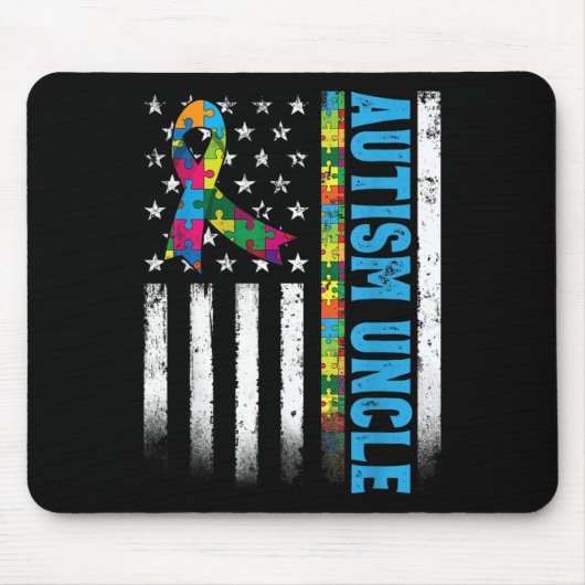 Tapis De Souris Drapeau américain rétro Autisme conscience oncle (Devant)