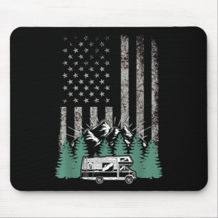 Tapis De Souris Drapeau Américain Rétro Rv Là Camionnette Cadeau C