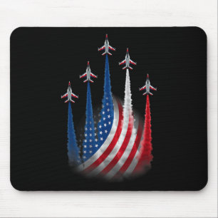 Tapis De Souris Drapeau américain rouge blanc bleu avions de chass