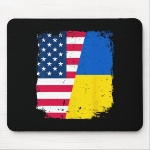 Tapis De Souris Drapeau américain ukrainien amitié pays vintag