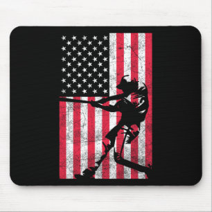 Tapis De Souris Drapeau américain Usa Baseball Rouge Blanc Bleu 4