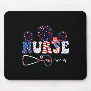 Tapis De Souris Drapeau américain Usa Infirmière patriotique Stéth
