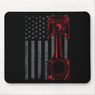 Tapis De Souris Drapeau américain vintage piston drôle muscle car