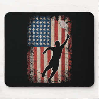 Tapis De Souris Drapeau Américain Volant Badminton Art Sports