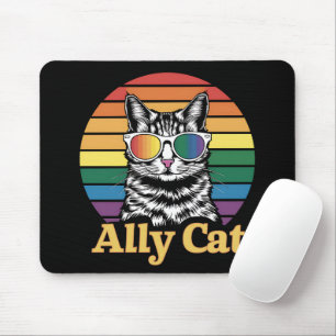 Tapis De Souris Drapeau arc-en-ciel LGBT de chat allié Cadeau LGBT