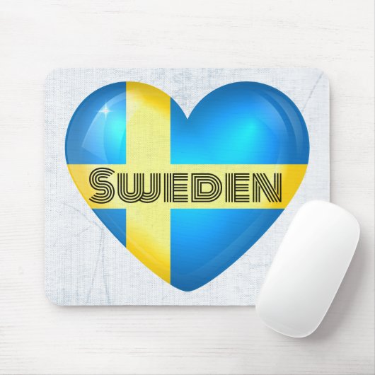 Tapis De Souris Drapeau cardiaque Suède (Avec souris)