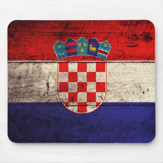 Tapis De Souris Drapeau Croatie en bois ancien (Devant)