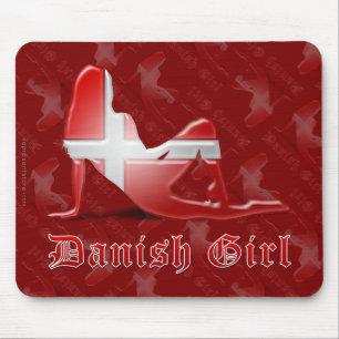 Tapis De Souris Drapeau danois de silhouette de fille