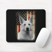 Tapis De Souris Drapeau de berger allemand blanc patriotique améri (Avec souris)
