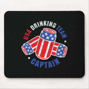 Tapis De Souris Drapeau de boîte de bière du 4 juillet Usa Drinkin