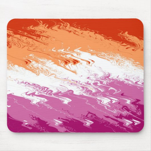 Tapis De Souris Drapeau de fierté lesbienne abstrait trippy ondulé (Devant)