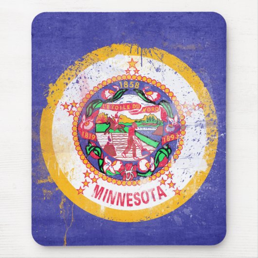 Tapis De Souris Drapeau de l'État du Minnesota en détresse (Devant)