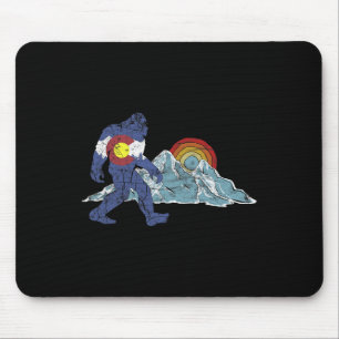 Tapis De Souris Drapeau de l'État Rétro Sasquatch Colorado Montagn