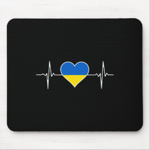 Tapis De Souris Drapeau de l'Ukraine Battement de coeur Pouls Raci