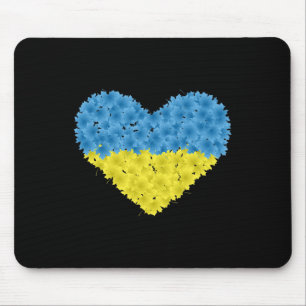 Tapis De Souris Drapeau de l'Ukraine Cœur Abstrait Hommes Femmes E