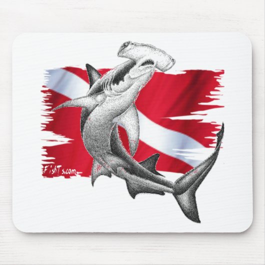 Tapis De Souris Drapeau de piqué avec le requin-plongeur de (Devant)