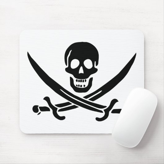 Tapis De Souris Drapeau de pirate Crâne croisé épées (Avec souris)