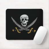 Tapis De Souris Drapeau de pirate crâne et épées (Avec souris)