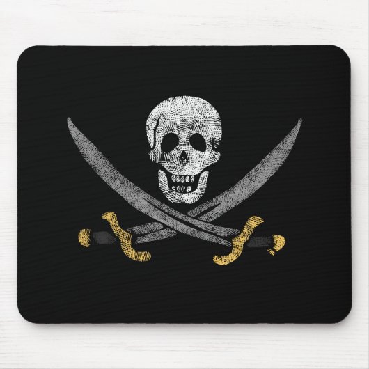 Tapis De Souris Drapeau de pirate crâne et épées (Devant)