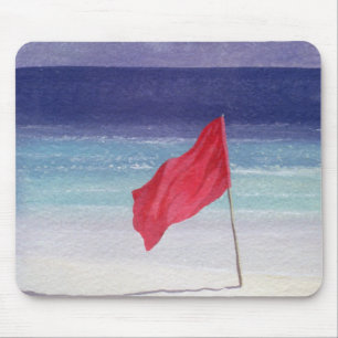 Tapis De Souris Drapeau de plage - tempête avertissant 1985
