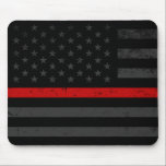 Tapis De Souris Drapeau de pompier affligé par obscurité<br><div class="desc">Une obscurité a affligé le mousepad de bureau de drapeau de sapeur-pompier de style.</div>