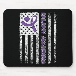 Tapis De Souris Drapeau de sensibilisation à l'épilepsie violette
