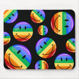 Tapis De Souris Drapeau de sourire rond brillant de gay pride
