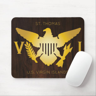 Tapis De Souris Drapeau des îles Vierges américaines d'or St. Thom