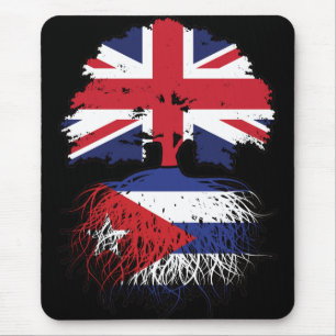 Tapis De Souris Drapeau des racines de l'arbre cubain britannique